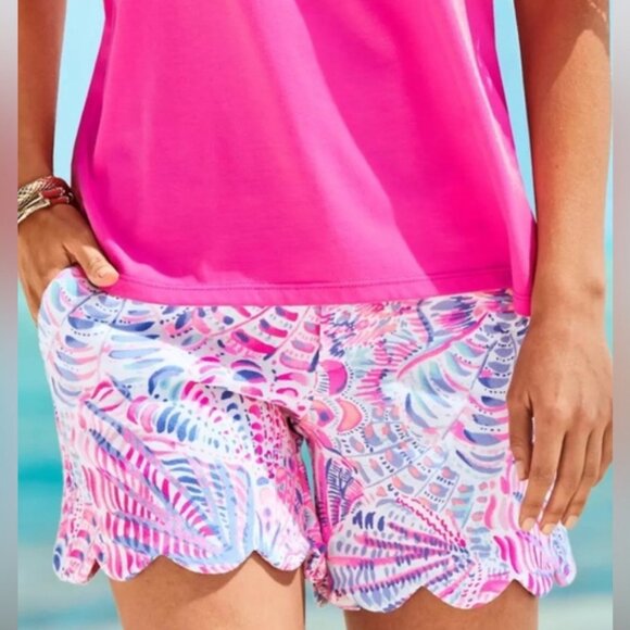 Lilly Pulitzer Buttercup Knit Shorts Stretch Raz Berry Sea You Soon Medium 8 - Picture 1 of 8
